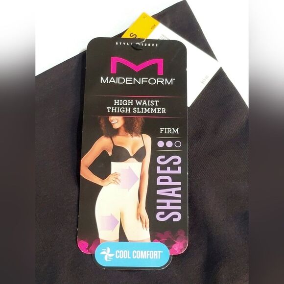 Maidenform Cool Comfort Firm Hi Waist Thigh Slimmer Shapewear 12622 Black NWT - Picture 4 of 16
